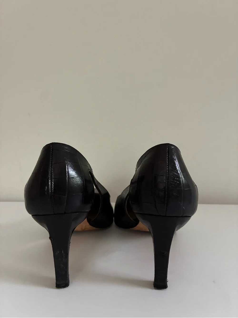 Vintage Ralph Lauren Y2K 90s Classic Black Leather Pointed-Toe Slingback Heels